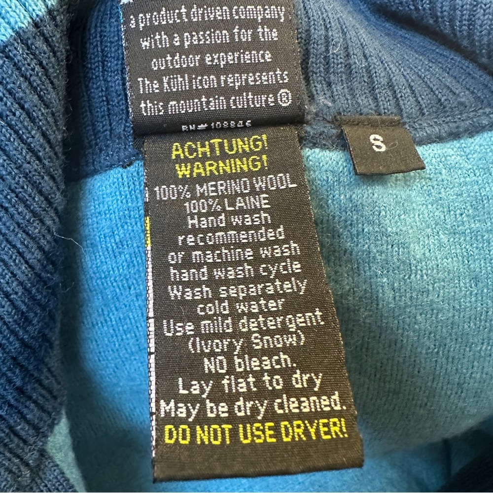 Kuhl Sweater Jacket womens Small Blue Merino Wool pockets thumb holes full zip - Picture 8 of 9